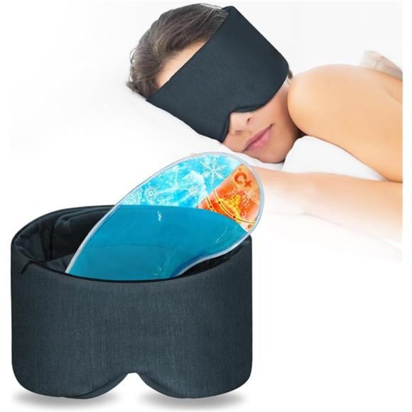 Sleep Mask for Women Men with Cooling/Heated Gel Pad for Dry Puffy Eyes - Picture 1 of 7